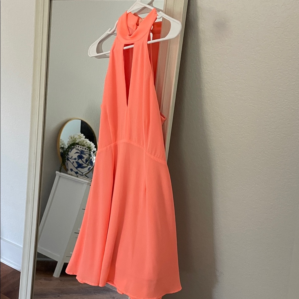 ILLA ILLA Vibrant Coral Backless Dress
